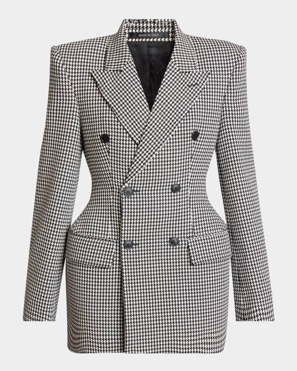 Houndstooth Double-Breasted Hourglass Jacket